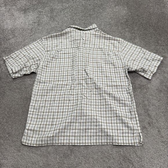 The North Face Y2K Button Down Shirt Mens Medium White Brown Plaid Short Sleeve - Picture 2 of 11